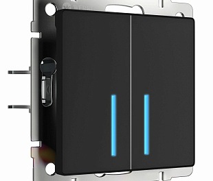 Сенсорный выключатель двухклавишный с подсветкой 1000 Вт (черный матовый)