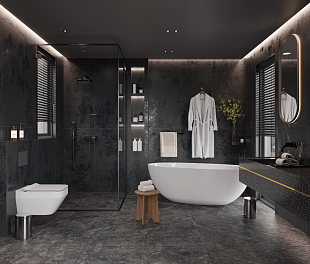 Керамогранит Ceramosa Tiles Lumius Black 120x60 Черный Матовый