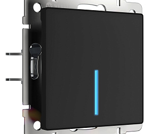 Сенсорный выключатель одноклавишный с подсветкой 1000 Вт (черный матовый)