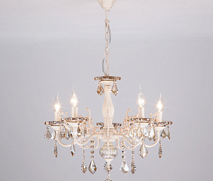 Подвесная люстра с хрусталем 3281/5 белый с золотом