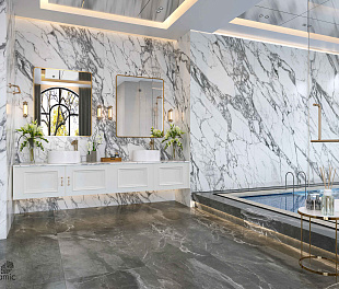 Керамогранит Ceramosa Tiles Cosmos Realm Binco 120x270 Белый Лаппатированный