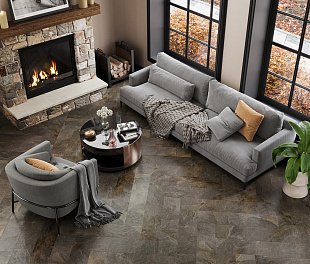 Керамогранит Ceraglow Ethereal Odyssey Dark brown Decor 90x20 Темно-коричневый Лаппатированный