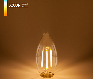 Филаментная светодиодная лампа "Свеча" C35 9W 3300K E14 (CW35 прозрачный) BLE1409
