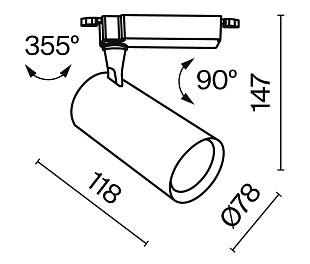 Трековый светильник Technical TR003-1-10W3K-S-B