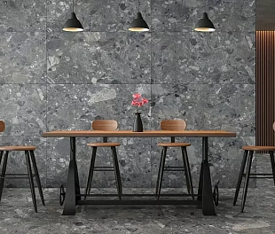 Керамогранит Lunar tiles Carving soft Grey-terrizo 60x120 Черный Матовый карвинг